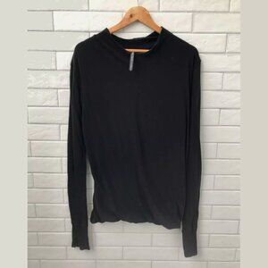 MASAHIKO MARUYAMA Mens Self-Lined Layer Black Sweater Knit Jersey Shirt, Size M